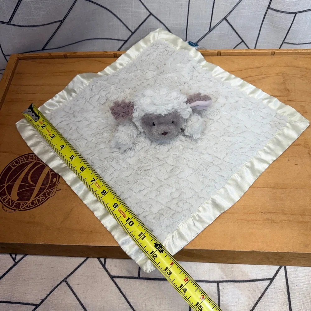 Mary Meyer Marshmallow Lamb Lovey‎ Security Blanket Cream Grey Satin Trim 13x13